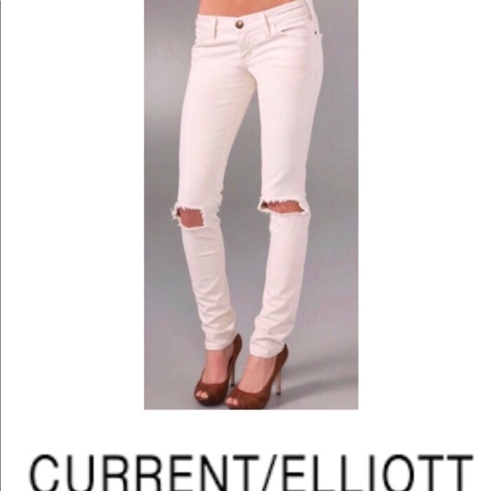 Current Elliot Skinny 1968 Natural Distressed Easy Fashion Forwards Relax Polish
